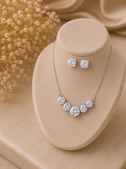Five cz stone 18'' long necklace in pure silver