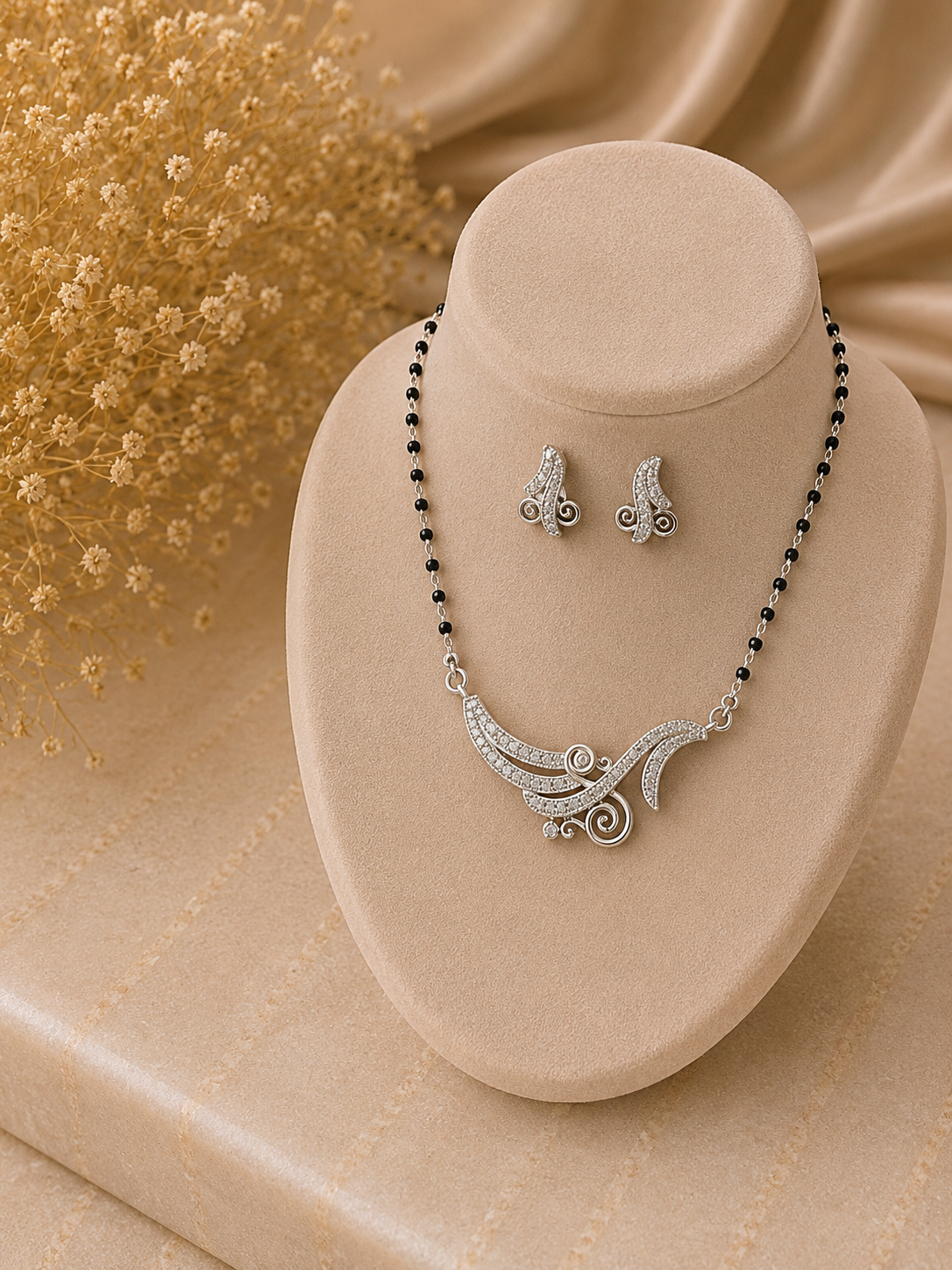 Multi cz Mangalsutra Set - 6 in pure silver