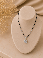 9mm multi cz stone pendant with an 18'' mangalsutra chain in pure silver