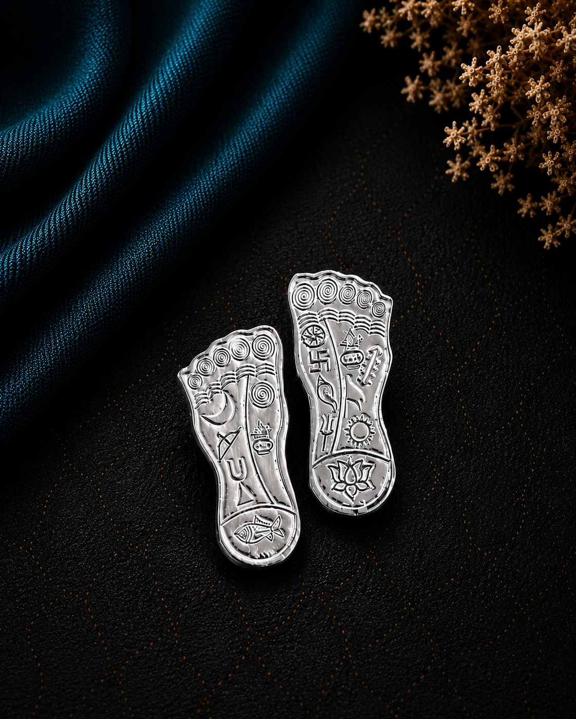 Lakshmi Charan (feet) in pure 925 silver (one pair)
