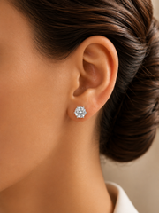 7mm swarovski cz six prong setting studs in pure silver