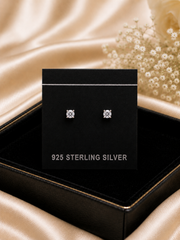 5mm single cz four prong grain setting studs in pure silver