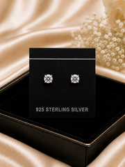6mm single cz four prong grain setting studs in pure silver