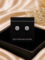 7mm single cz four prong grain setting studs in pure silver