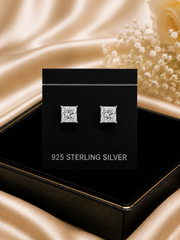7mm single square cz grain setting studs in pure silver
