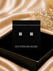 5mm single square cz grain setting studs in pure silver