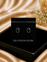6x8mm oval black cabstone bezel setting studs in pure silver