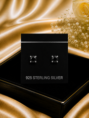 6mm black onyx four grain setting studs in pure silver