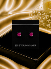 6mm ruby onyx four grain setting studs in pure silver