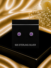 5mm purple onyx cut stone bezel setting studs in pure silver