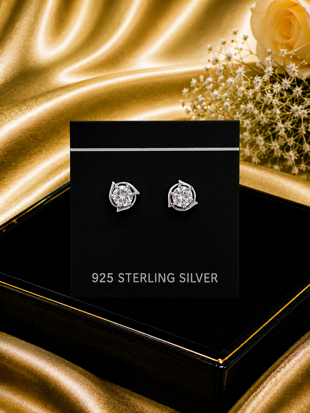 6mm single curved border studs in pure silver