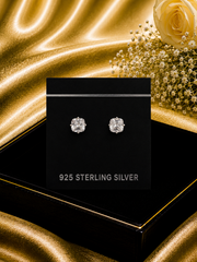 6mm princess (cushion) cz stone studs in pure silver