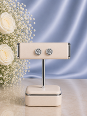 6mm cz stone rava border studs in pure silver