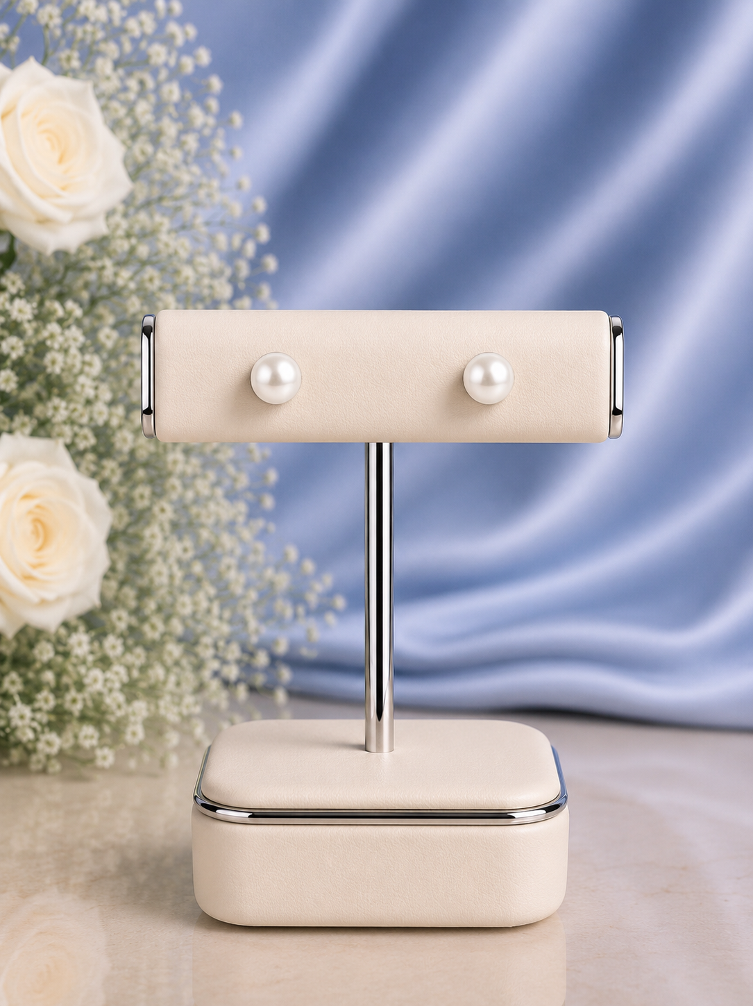 8mm Swarovski Pearl studs made in pure silver