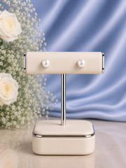 8mm Swarovski Pearl studs made in pure silver
