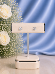 6mm single cz four prong grain setting studs in pure silver