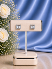 9mm multi cz stone solitaire square studs crafted in pure silver