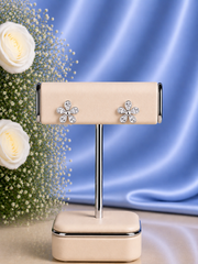 1.5 cm diameter pure silver cz cut stone flower studs