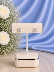 7mm Cushion cut cz stone studs in pure silver