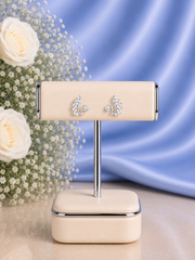 Multi cz stone peacock studs crafted in pure silver