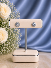 1 cm multi cz stone detachable studs in pure silver with a ring and 7mm transparent cz stone centre made in pure silver