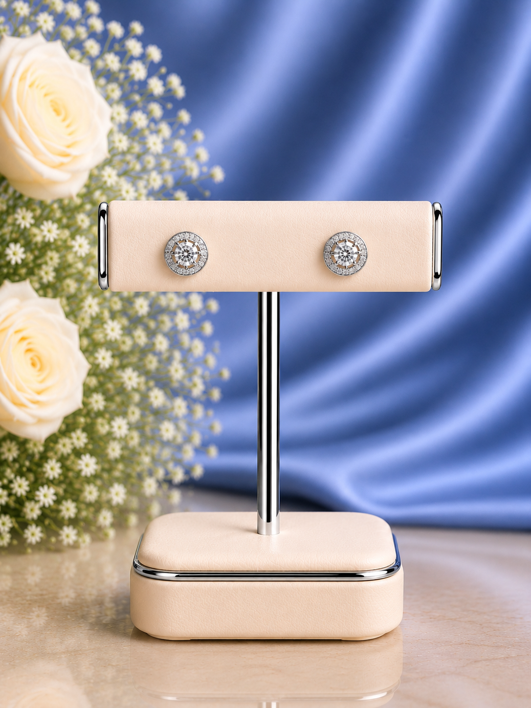 1 cm multi cz stone detachable studs in pure silver with a ring and 5mm transparent cz stone centre in pure silver