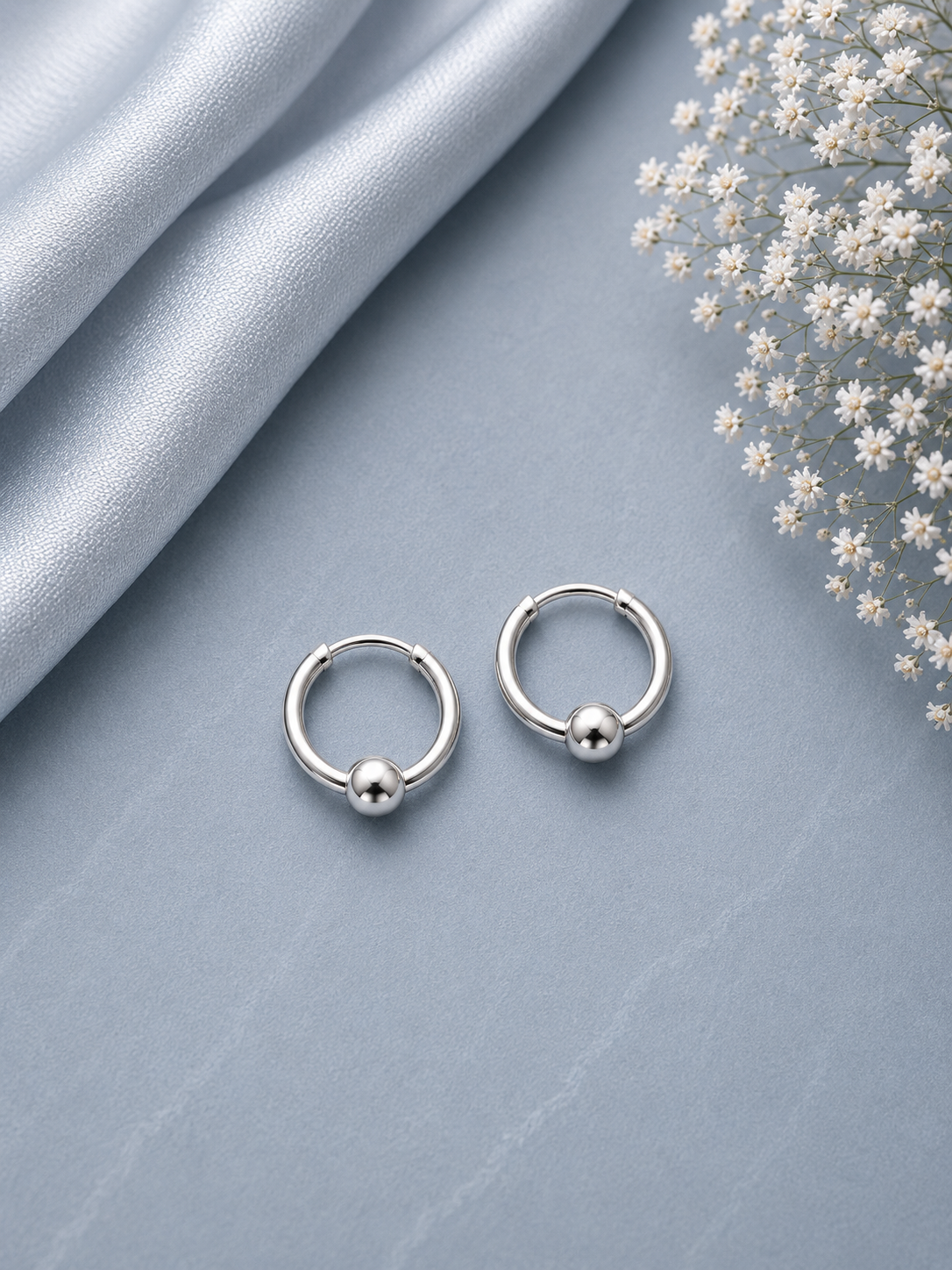 1.2cm diameter ball balis in pure silver