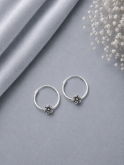 2cm diameter thin balis with flower bead in pure silver