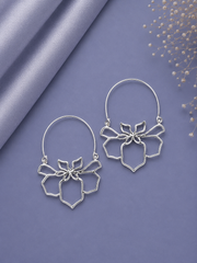 Light weight lotus cut work earrings in pure silver
