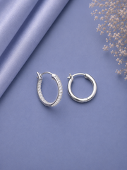 2 cm diameter half cz stone studded balis in pure silver