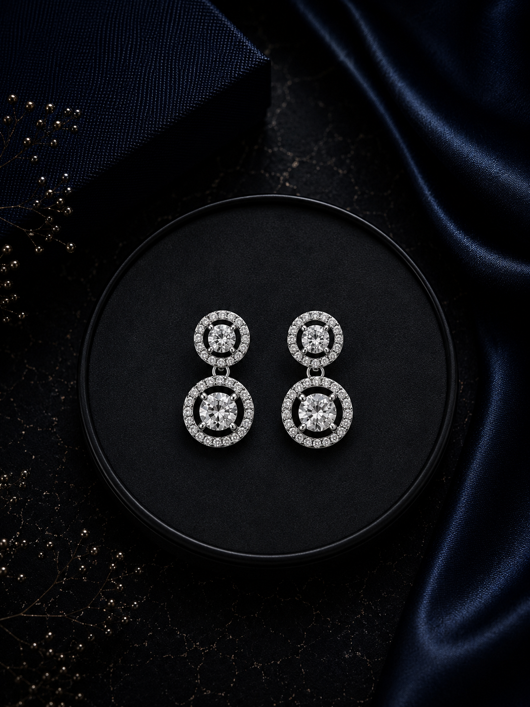9mm and 1.1 cm multi cz stone attached studs in pure silver