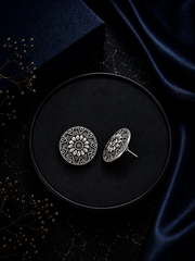 2.5 cm diameter carving rava work studs in pure silver
