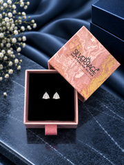 6mm grain setting triangle studs in pure silver