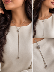 Adjustable studded ball Italian necklace in pure silver