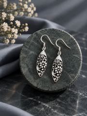 Filigree work half side earrings in pure silver