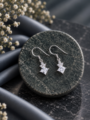 Multi cz round and square cut stone danglers in pure silver