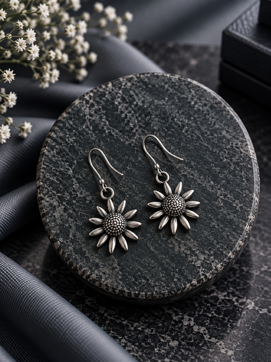 Beautiful antique finish flower hangings in pure silver