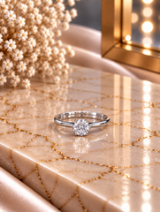 6mm cz stone adjustable ring in pure silver
