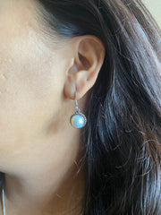 1.2cm diameter fresh water pearl rava work hangings in pure silver
