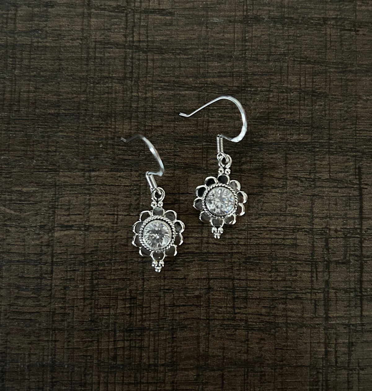 Pure silver single cz stone handmade hangings