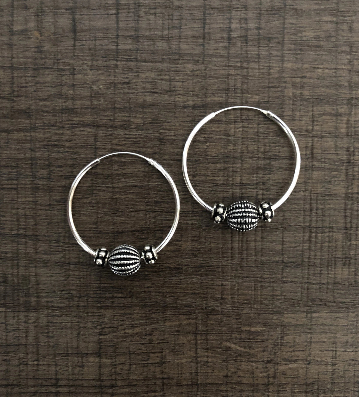 2.5 cm beaded pure silver balis