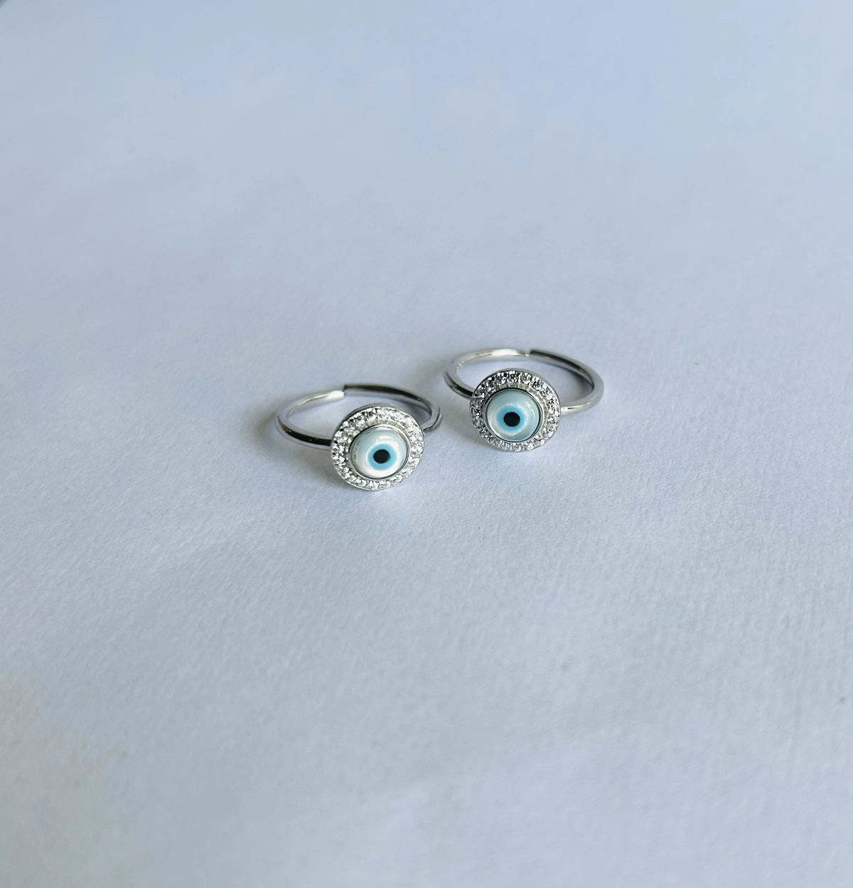Evil Eye toe ring in pure silver (one pair)