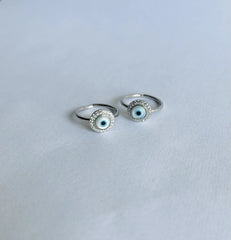 Evil Eye toe ring in pure silver (one pair)
