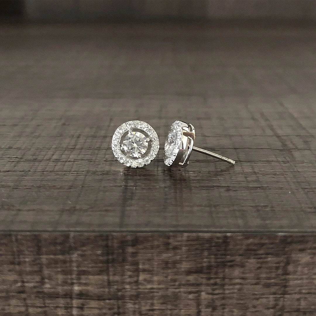 Pure silver 9mm multi cz stone studs