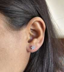 6mm star cz studs in pure silver