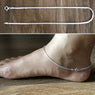 Flat snake pattern anklet in pure silver