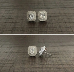 Heptagon (seven sided) multi cz stone studs in pure silver