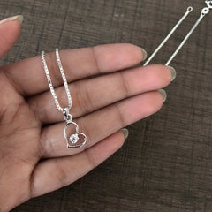 Valentine heart pendant with an 18'' chain made in pure  silver